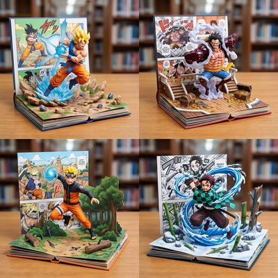 Manga Action in a Pop-Up Book World