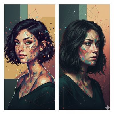 Fragmented Beauty: A Digital Mosaic Portrait