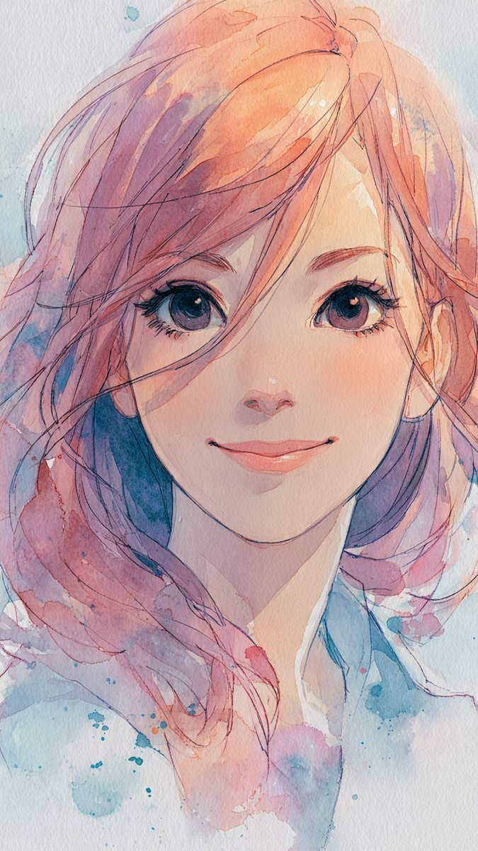 Whispers of Color: A Watercolor Anime Portrait