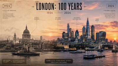 London's skyline splits between vintage 1924 and modern 2024 skyscrapers