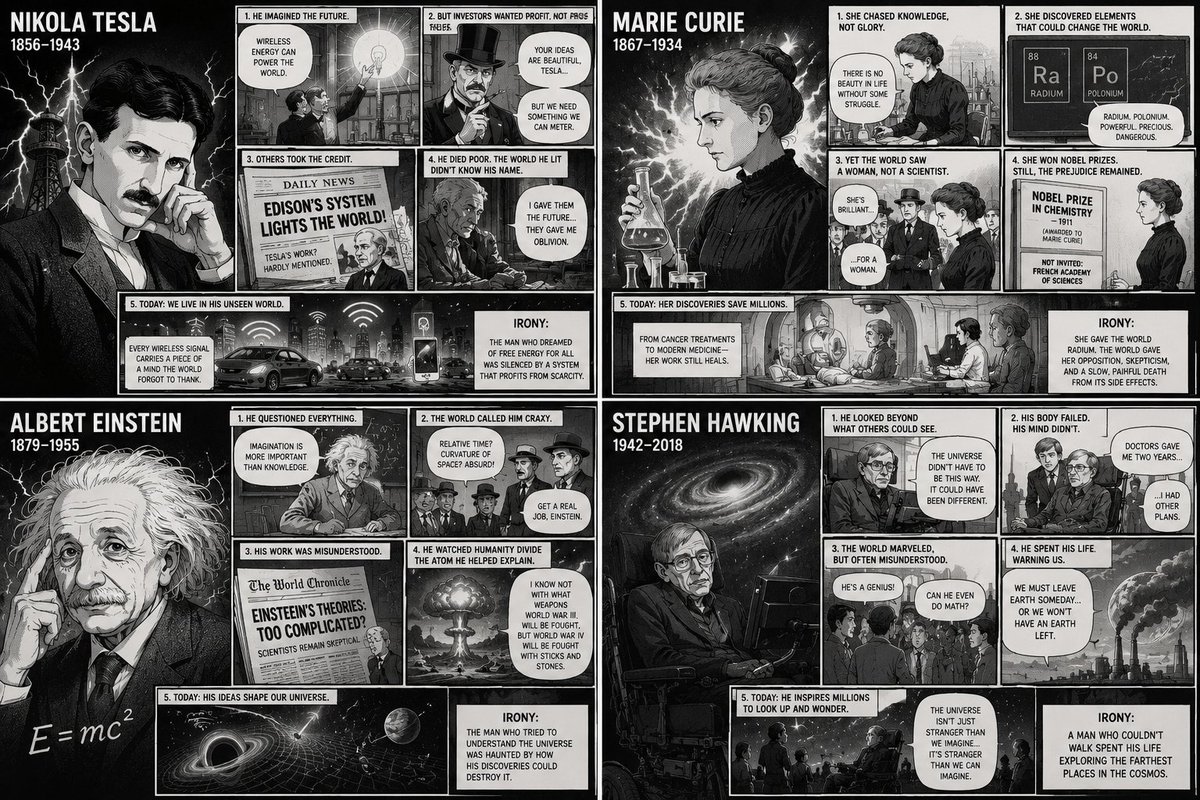 Four scientists confront their legacies in a brutal manga critique