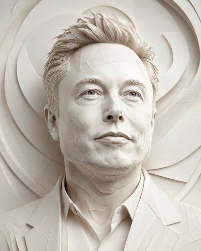 Ivory paper sculpture captures a handsome man's realistic portrait