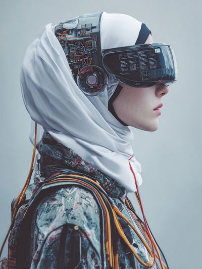 Cyberpunk Modesty Meets Futuristic Tech