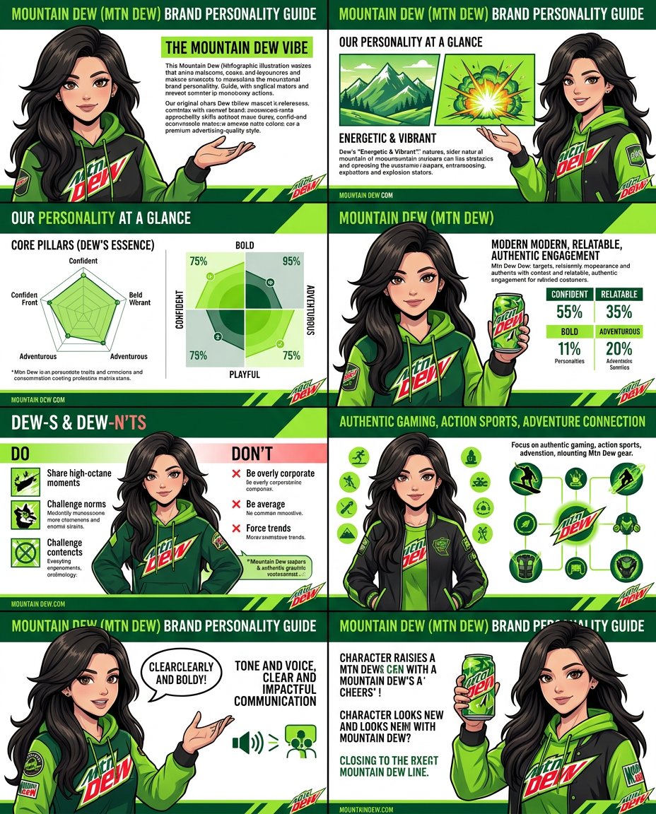 Mountain Dew's bold energy drives a vibrant anime infographic redesign