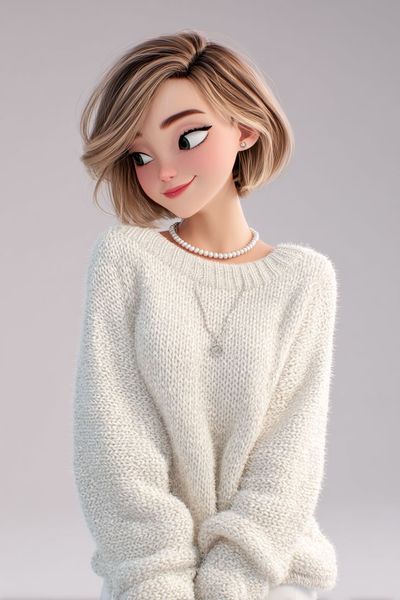 Wholesome 3D Animated Girl in Soft Pastels