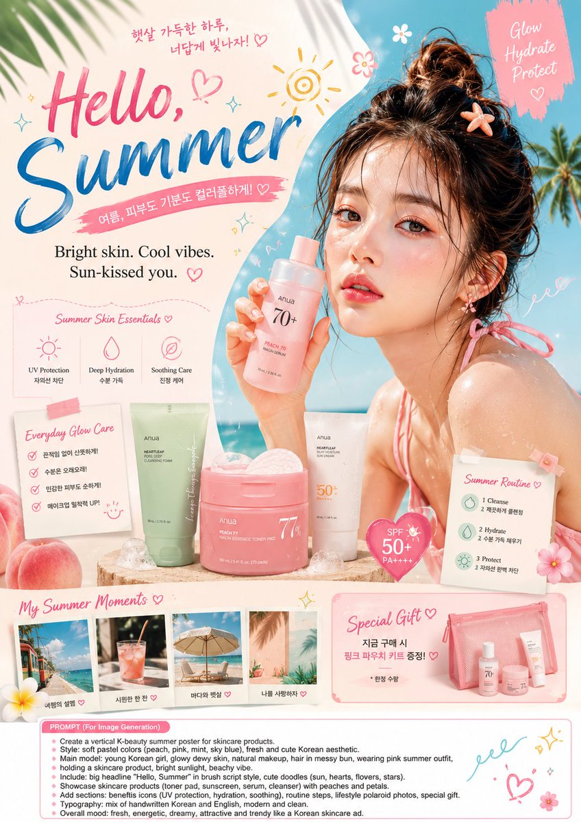 Glowing Korean model flaunts dewy skin with a pink bikini