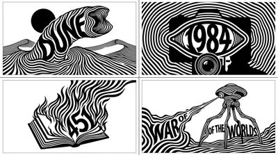 Four Sci-Fi Books Become Optical Typographic Silhouettes in Grid