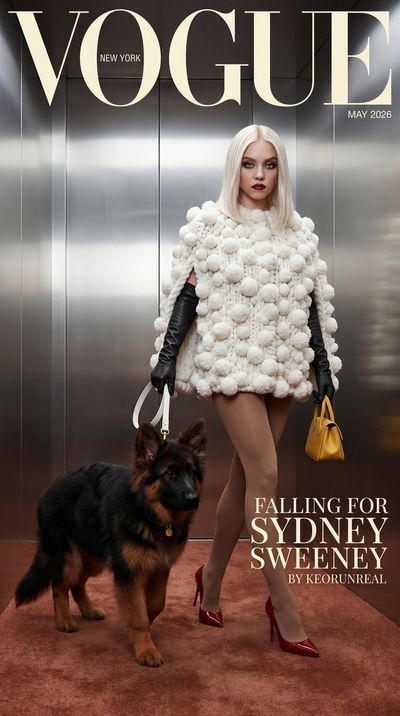Platinum Elegance with a Canine Companion