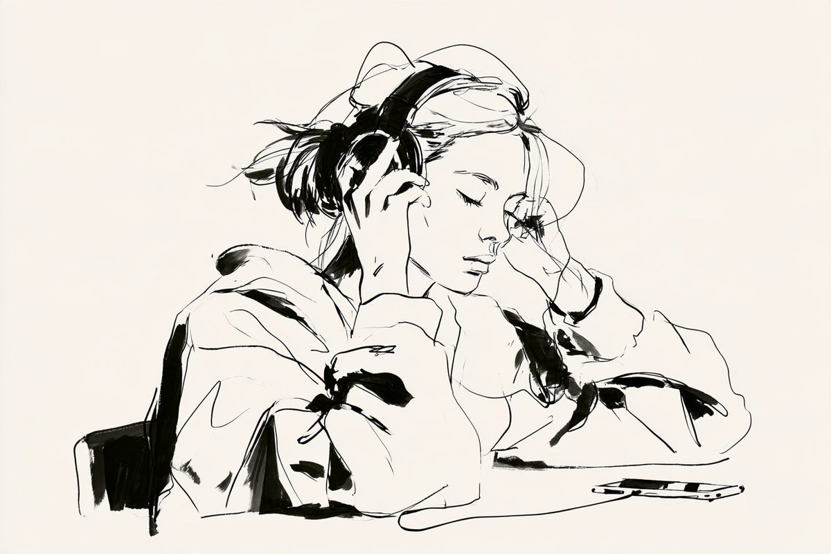 Minimalist ink drawing of a woman practicing yoga with clean lines
