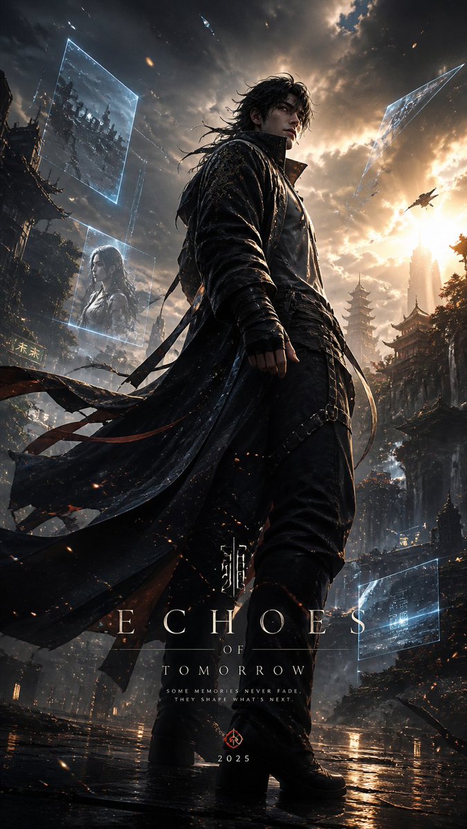 Cinematic Hero Amid Layered Urban Ruins