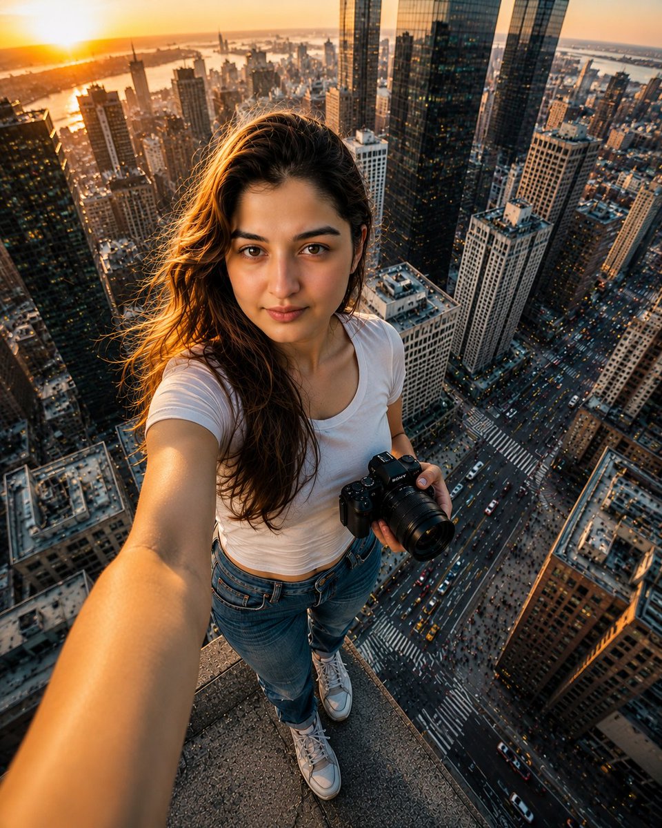 Urban Heights: A Fearless Rooftop Selfie