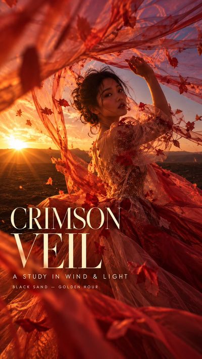 Cinematic Haute Couture Poster Featuring Elegant Natural Fabrics