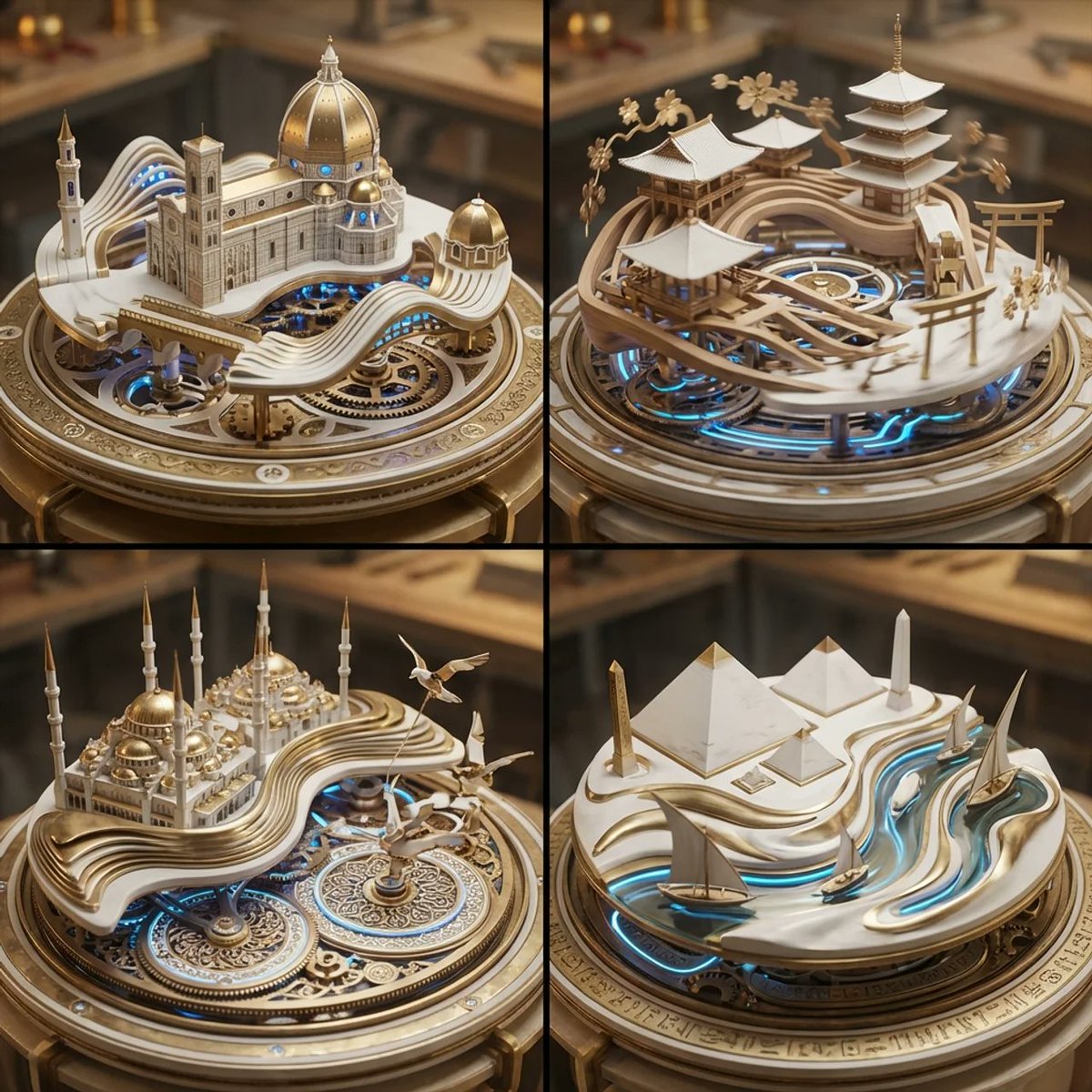Kinetic Sculptures of Historical Cities