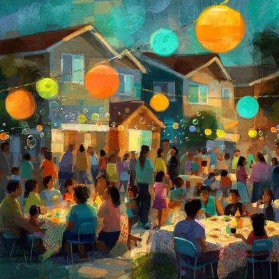 A Vibrant Block Party in Motion
