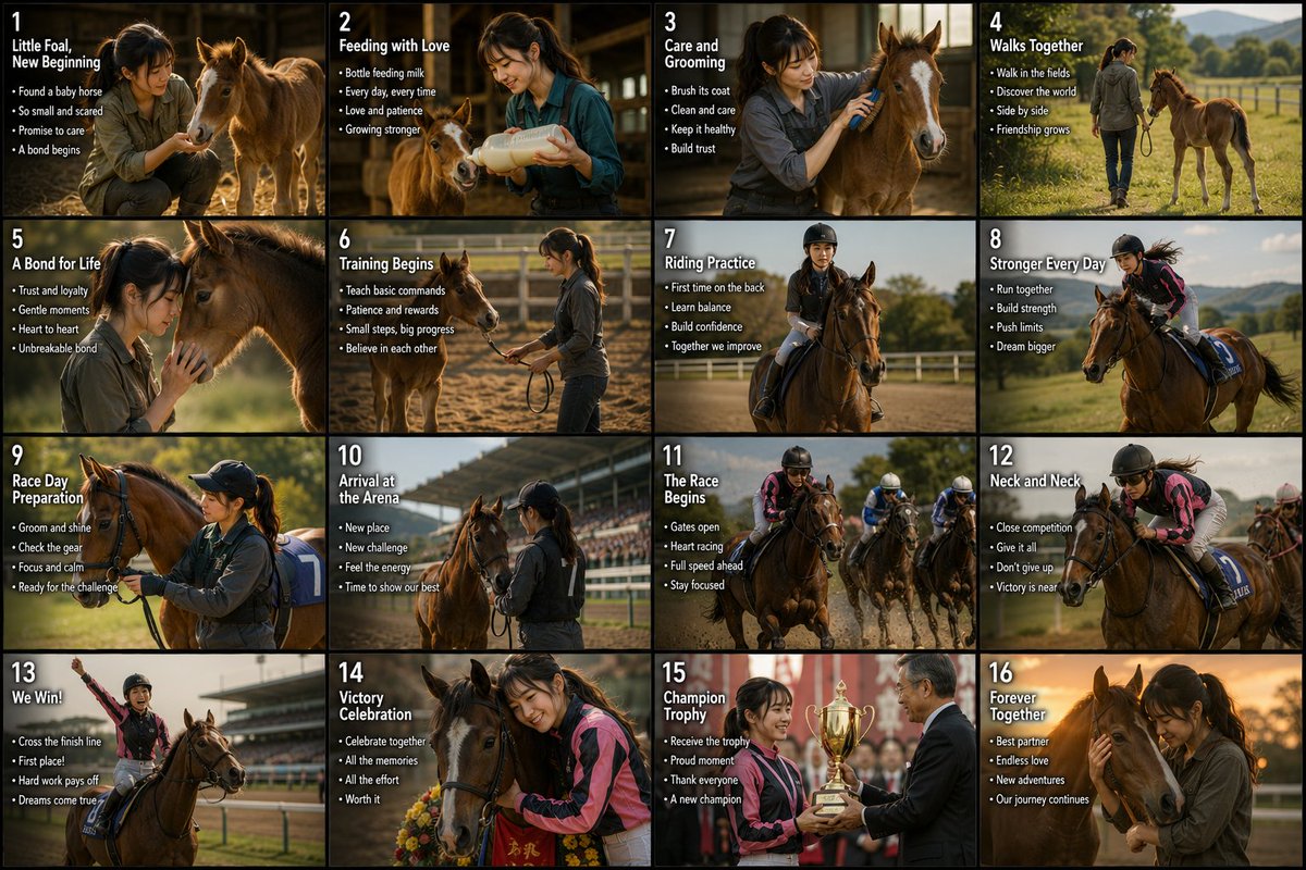 From Foal to Champion: A Cinematic Journey