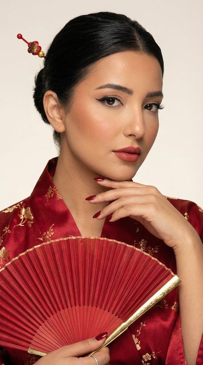 Elegance in Red: A Luxe Kimono Beauty Portrait