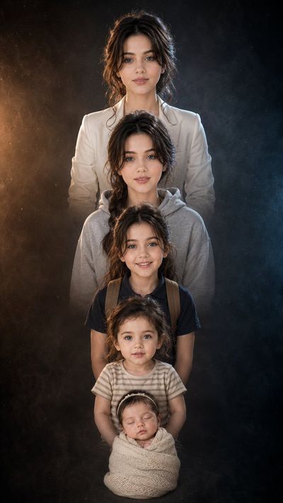 Five stages of one woman's life glow in cinematic portrait