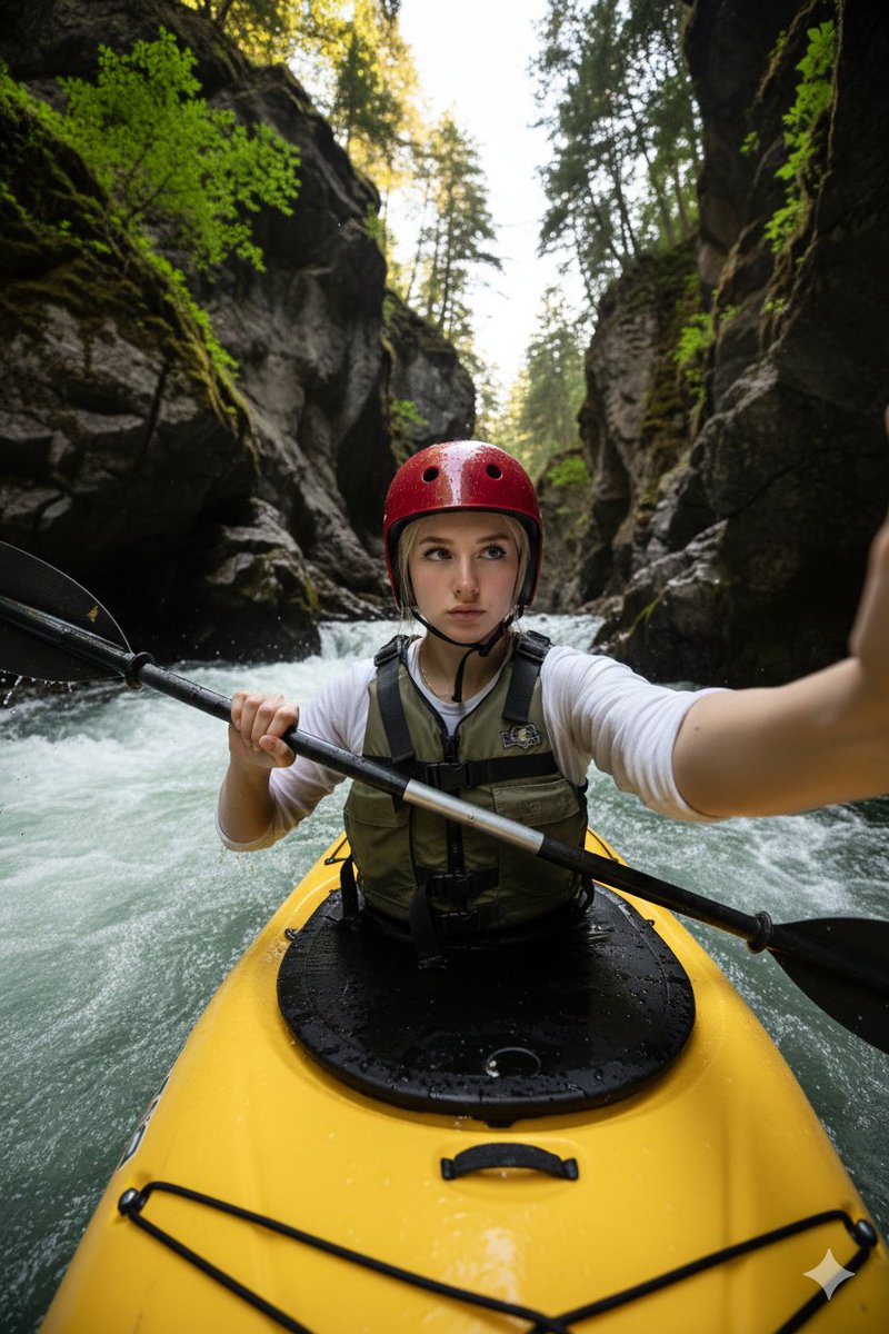 Crushing Waves: A Kayaker's Bold Selfie