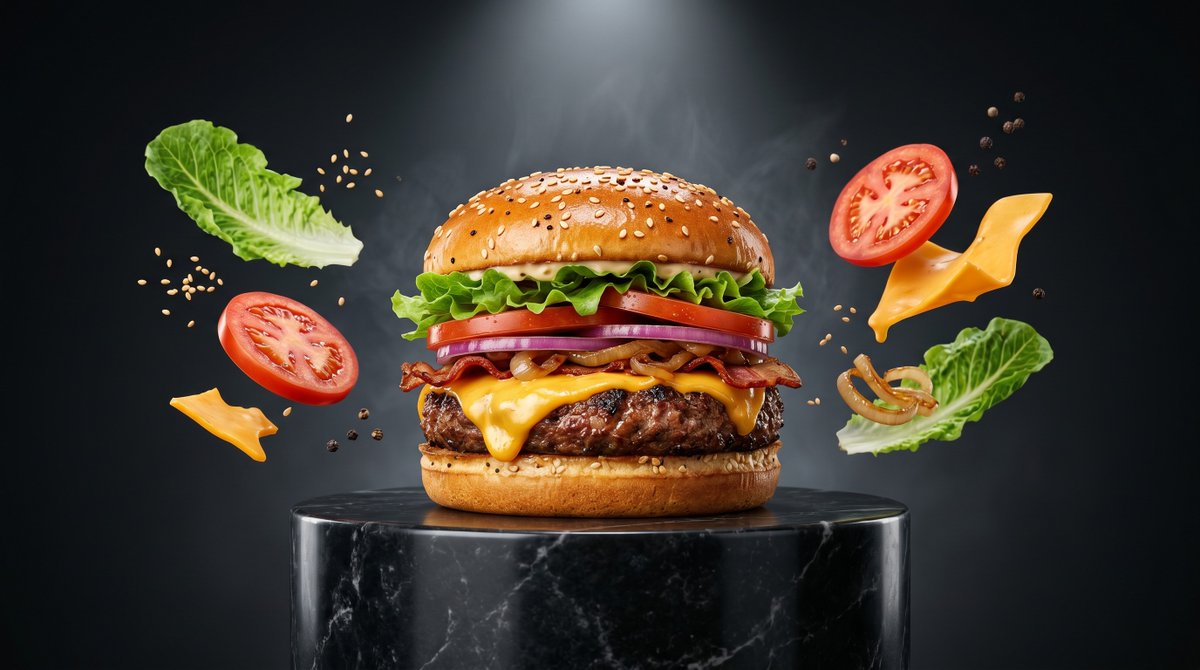 Luxurious Food Presentation with Dramatic Lighting and Details