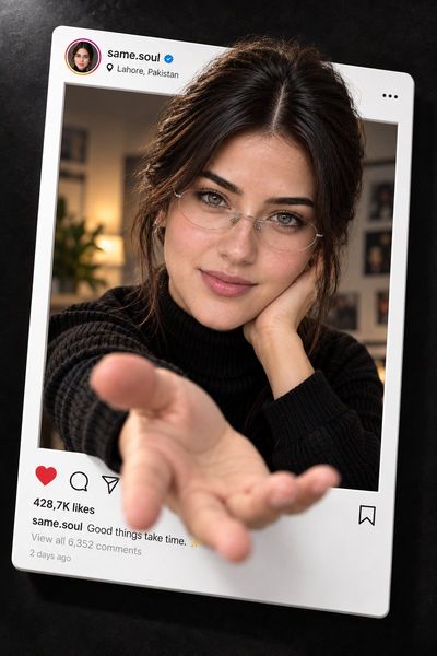 Realistic 3D Instagram Portrait with One Hand Popping Out
