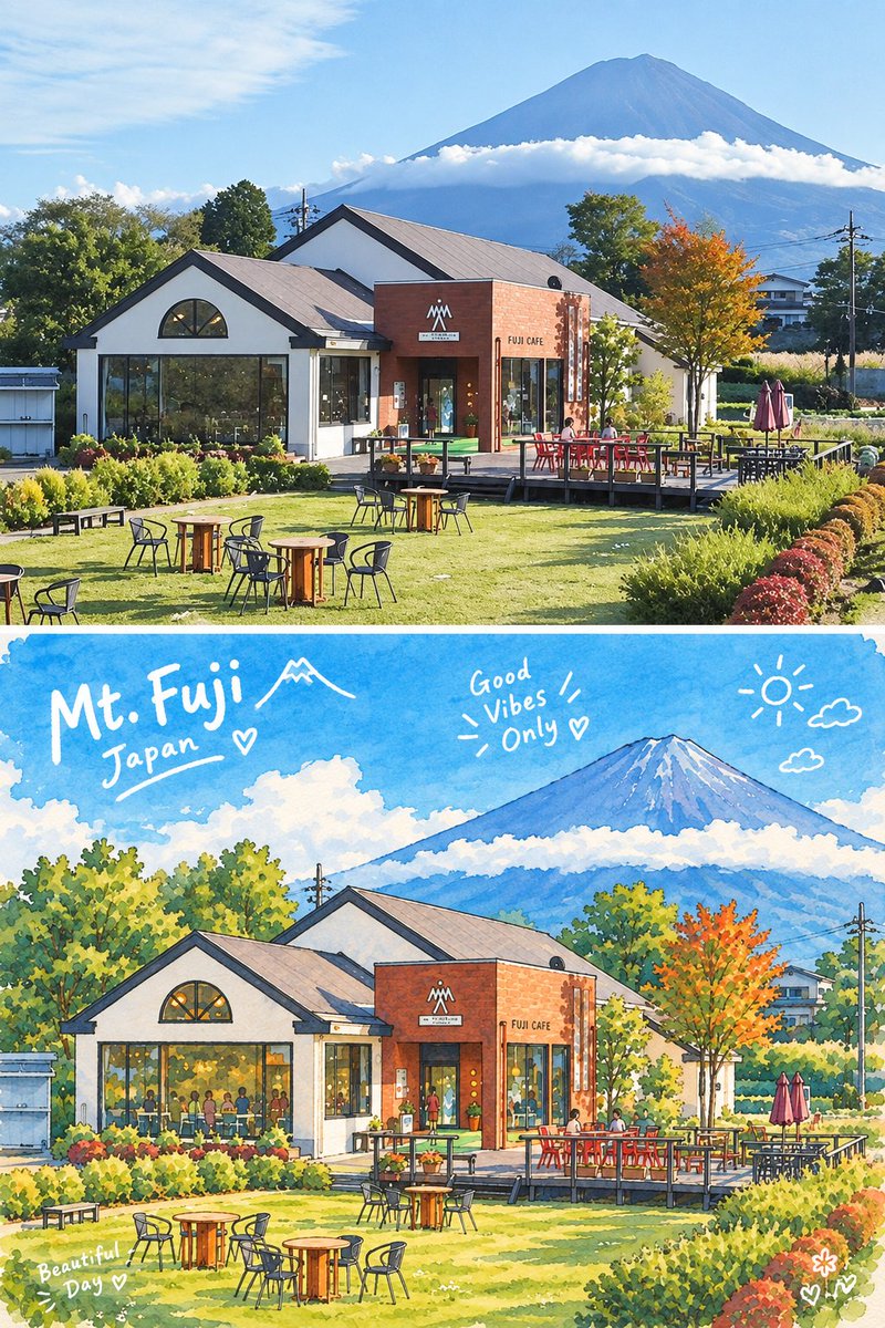 Photo morphs into charming Japanese travel journal with ink and watercolor