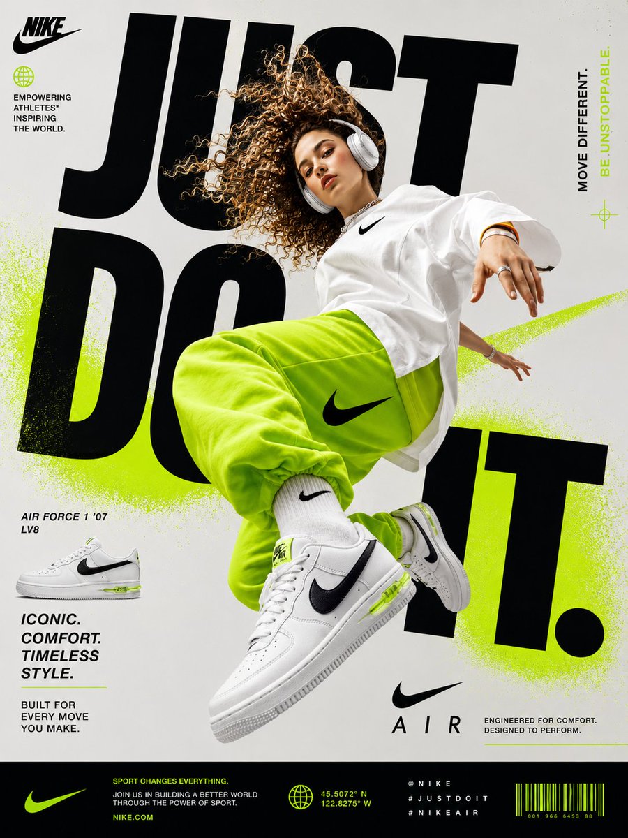 Indian young girl floats in air wearing neon green Nike joggers