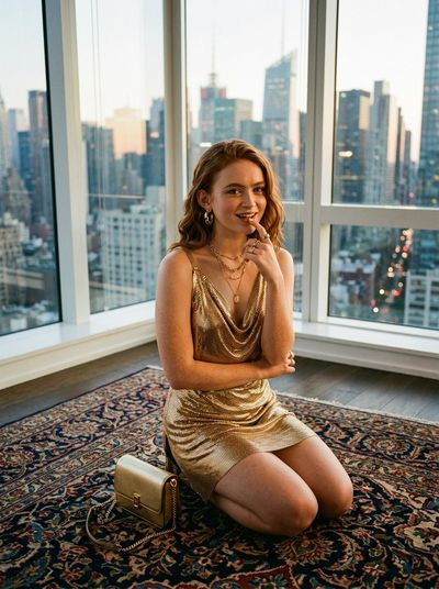 Golden Chainmail Amid City Lights