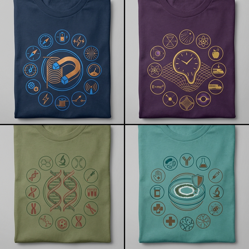 Scientific Breakthroughs Visualized: Four Discoveries on T-Shirts