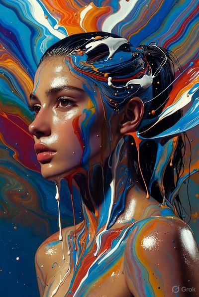 A Flow of Color: Surreal Fluid Portrait
