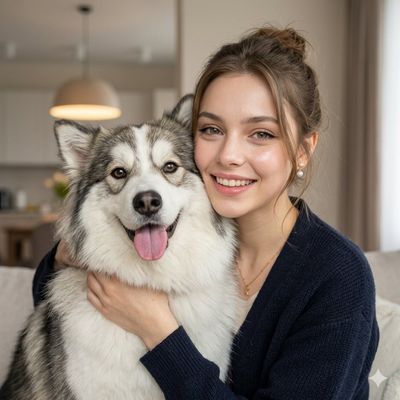 Cozy Moment with Fluffy Friend