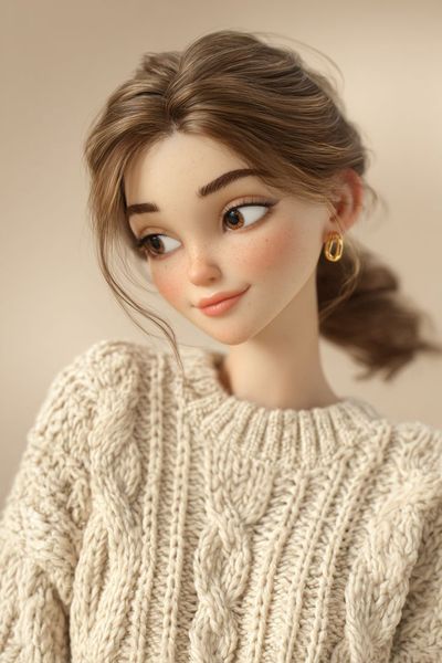 Soft and Radiant: A 3D Stylized Portrait of Elegance