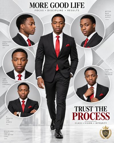 Motivational Editorial Collage Shows Man in Suit with Crown Emblem