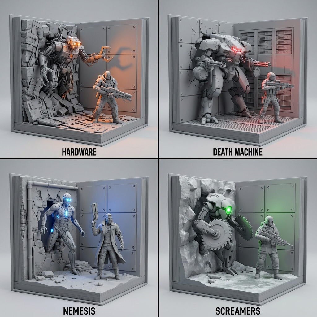 3D Terminator-Inspired Kitbash Model: A Cyberpunk Twist