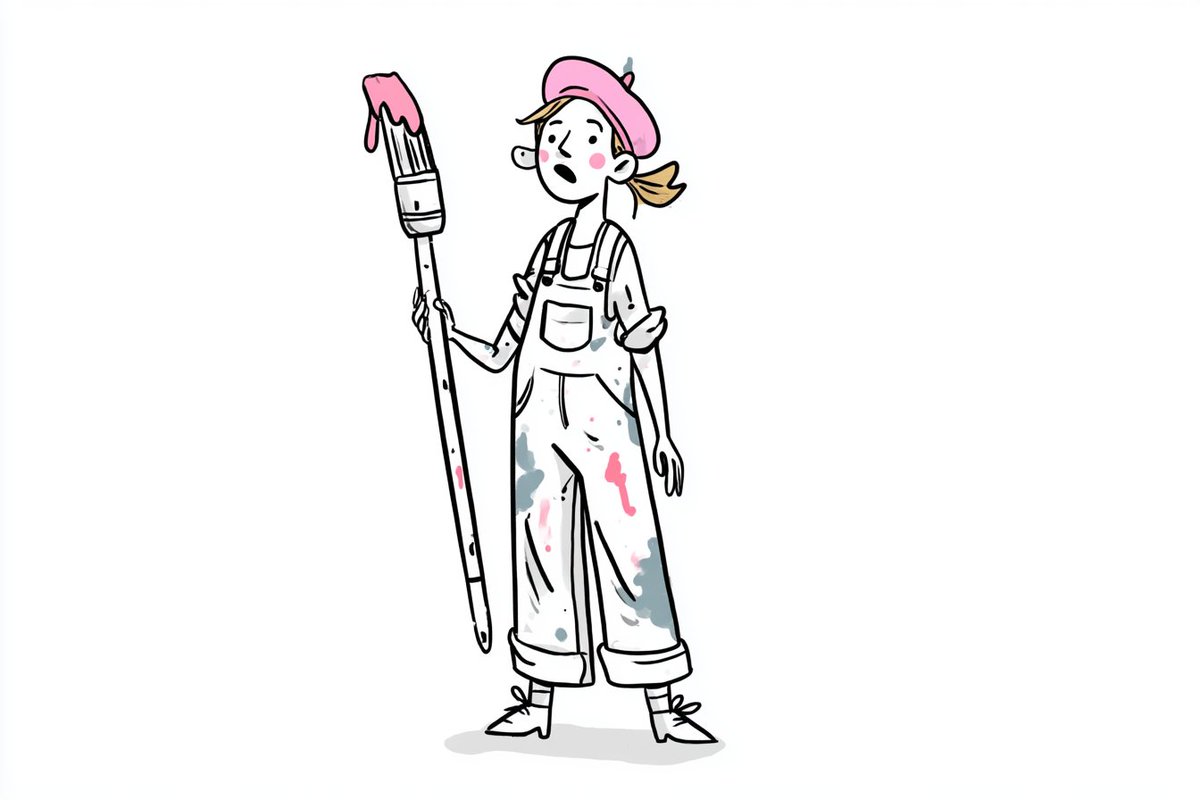 Quirky Doodle Character in Outfit Strikes a Playful Pose