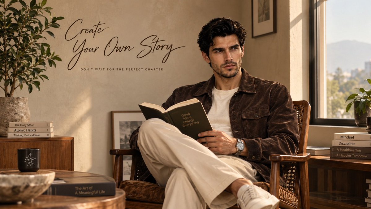 A thoughtful man reads in a sunlit elegant room