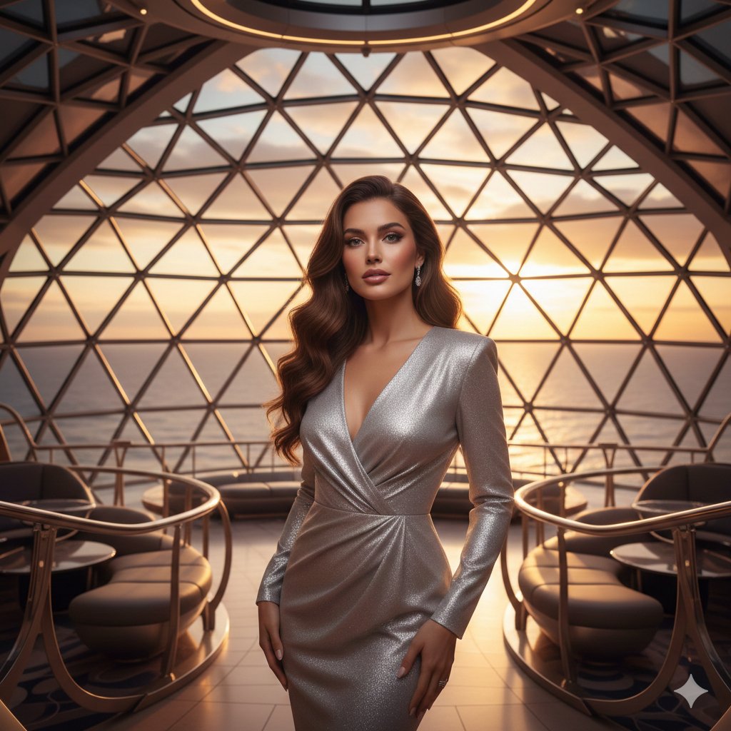 Glimmers of Luxury: A Sunset Portrait on the High Seas