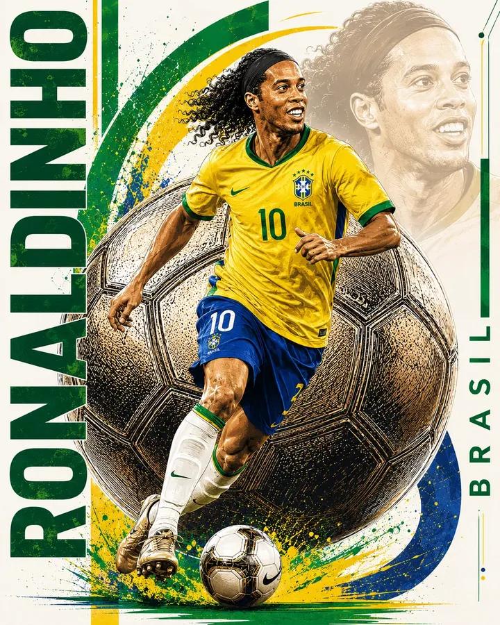 A dynamic footballer sprints across a geometric field with bold energy