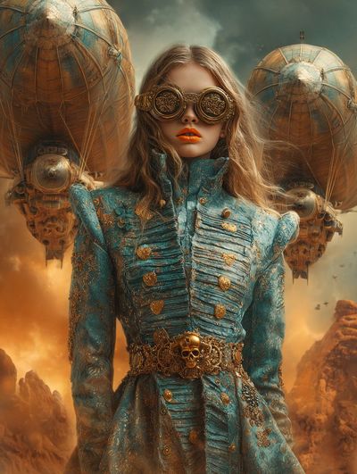 Steampunk Sentinel Amidst the Skies