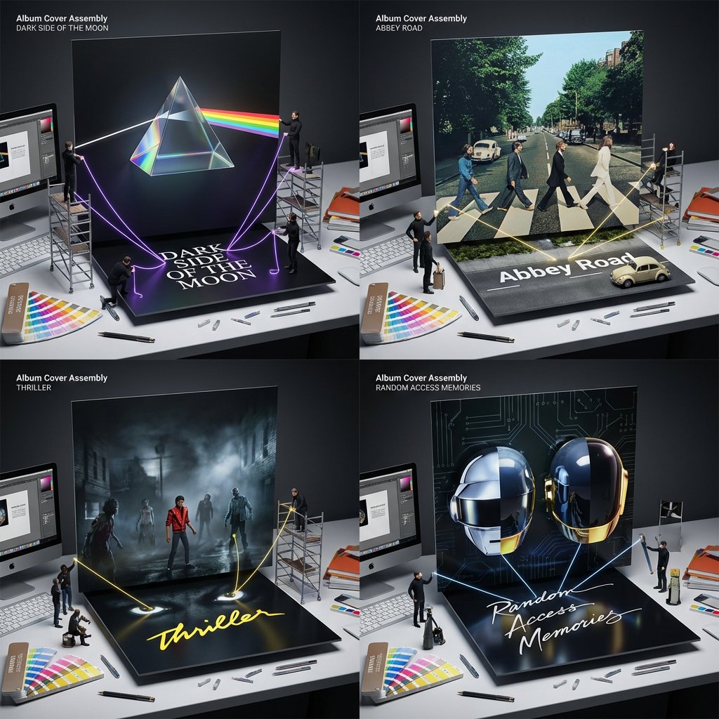 Tiny Designers Craft Iconic Album Covers in Hyper-Realistic Diorama