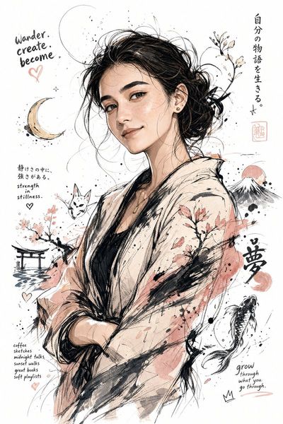 Ethereal Essence: A Japanese Character Illustration