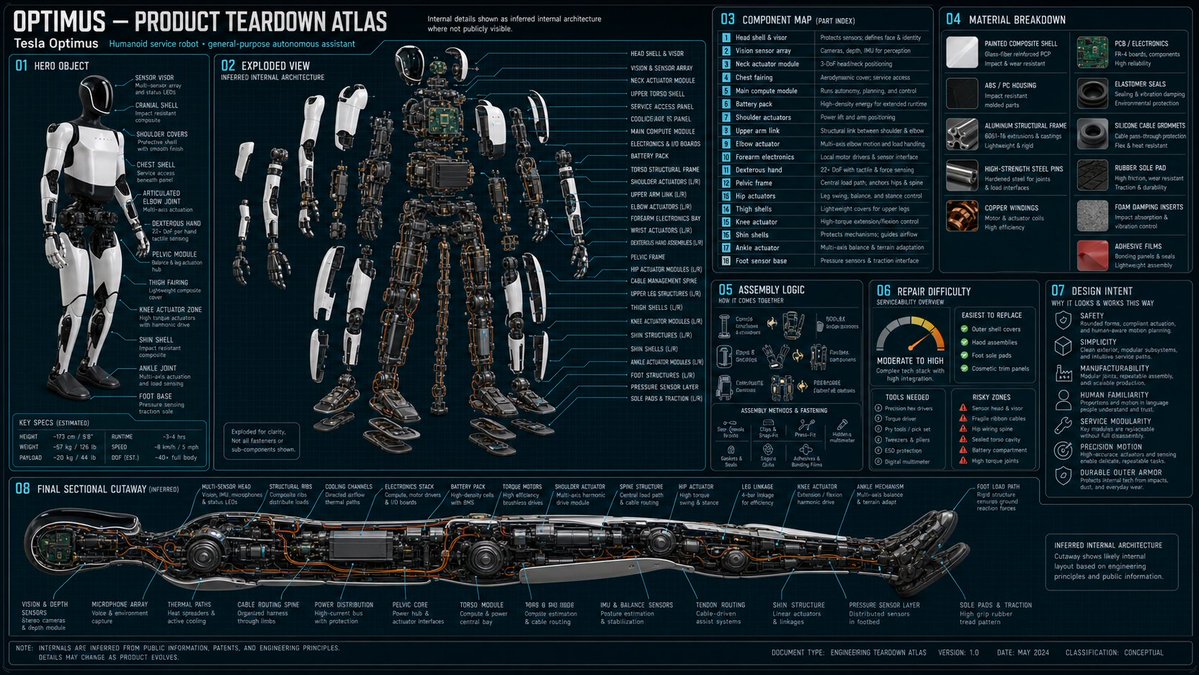 Tesla Optimus Robot: Complete Technical Teardown Poster