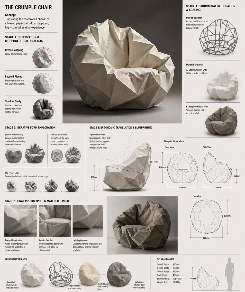 The Toss Crumple Chair: Sculptural Comfort in Design