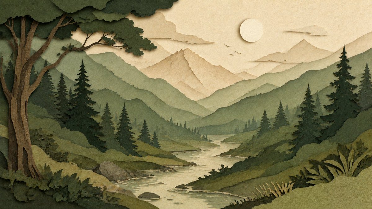 Artistic Paper-Cut Design with Depth and Color Harmony