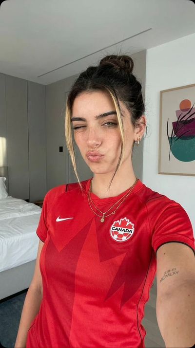 Camila cheers for Germany at the World Cup with playful salute