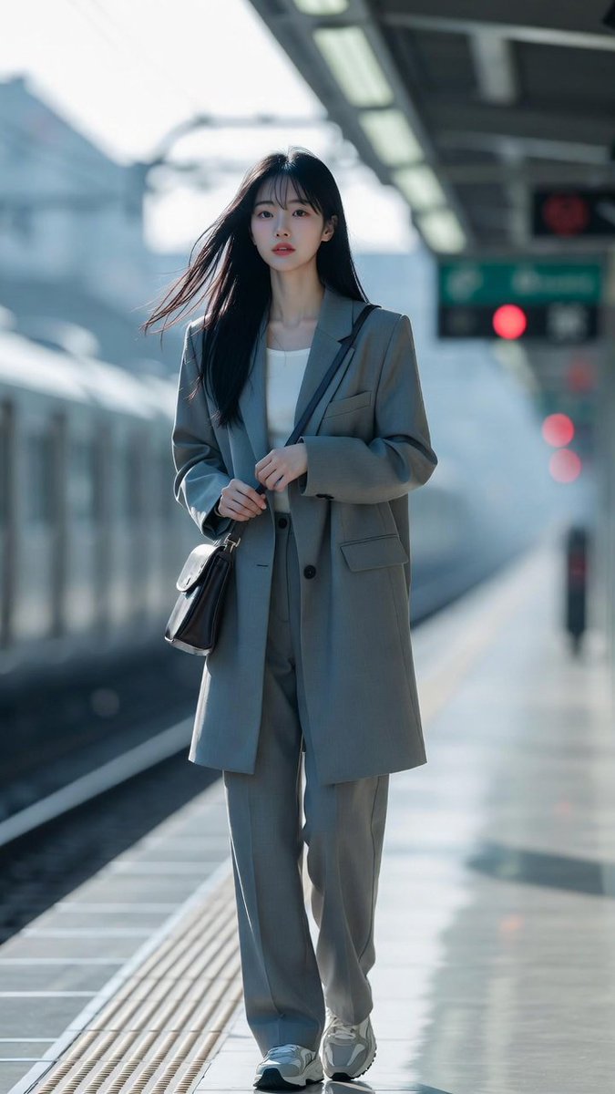 Quiet Morning on the Metro: Realistic Korean Fashion Shoot