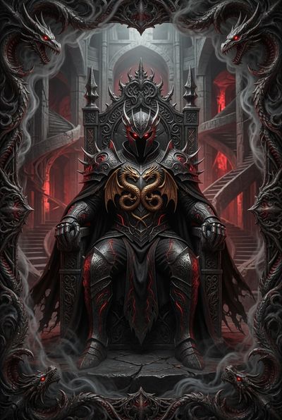 Shadow-Forged Monarch in a Crimson Gothic Temple