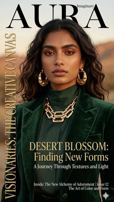 Emerald Vision: South Asian Elegance in Twilight Desert