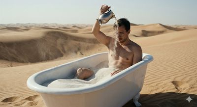 Sunlit Solitude in a Sand-Filled Tub