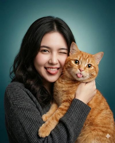 Wholesome Moment: Woman and Her Playful Tabby