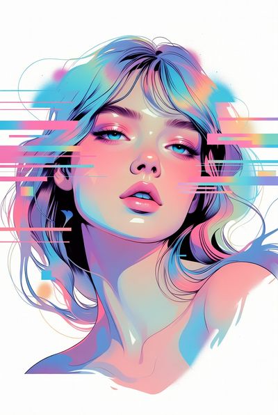 Glitchy Pastel Elegance: A Modern Art Experiment